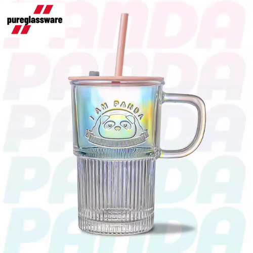 400ml Glass tumbler with straws and lids wholesale  