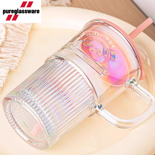 400ml Glass tumbler with straws and lids wholesale  