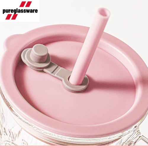 400ml Glass tumbler with straws and lids wholesale  