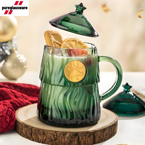 300ml christmas coffee glass mug wholesale