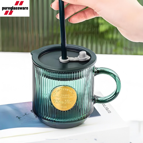 330ml glass coffee cup with lids wholesale