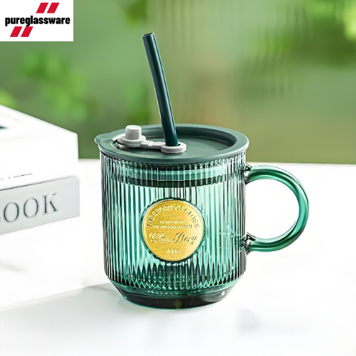 330ml glass coffee cup with lids wholesale