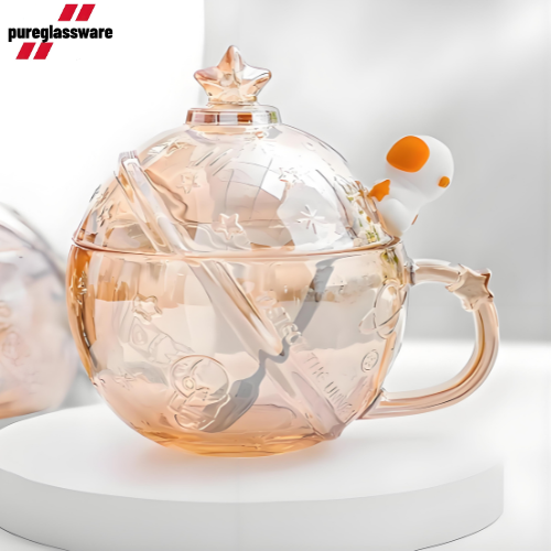 320ml glass milk cup with spoon wholesale