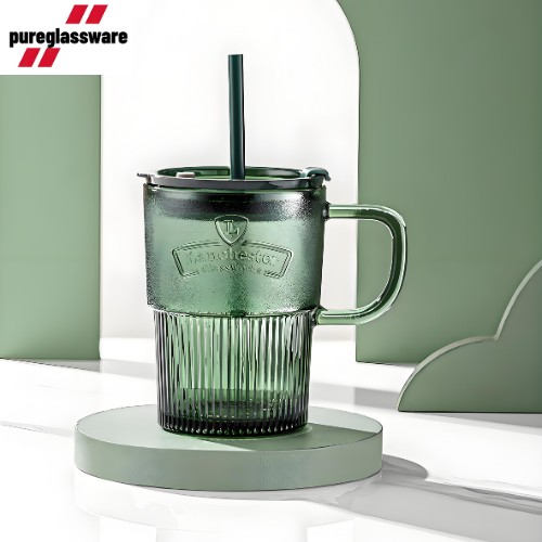 440ml glass cups with lids and straws wholesale