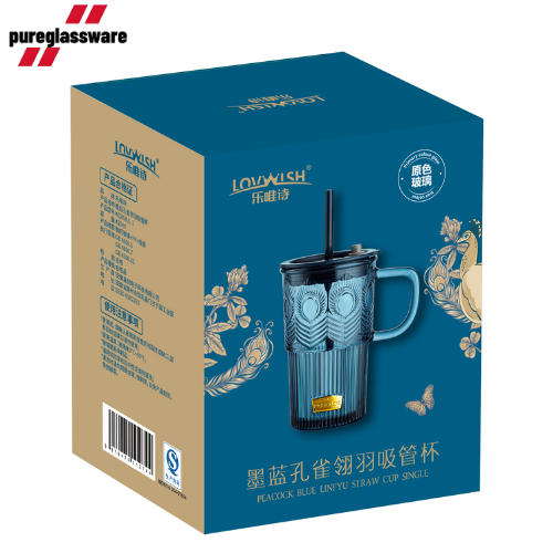 420ml glass cups iced coffee mug with straw and lid wholesale