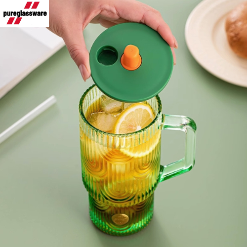 620ml large volume glass drinking jar with lid and straw wholesale