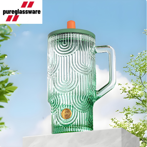 620ml large volume glass drinking jar with lid and straw wholesale