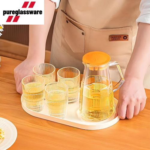 800ml water jug with lids and glass water pitcher set wholesale