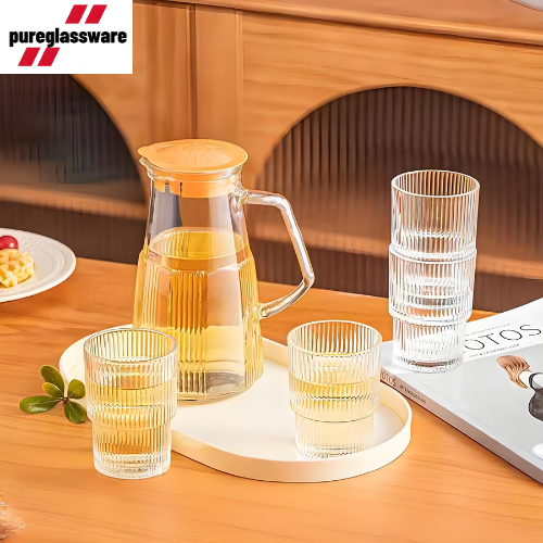 800ml water jug with lids and glass water pitcher set wholesale