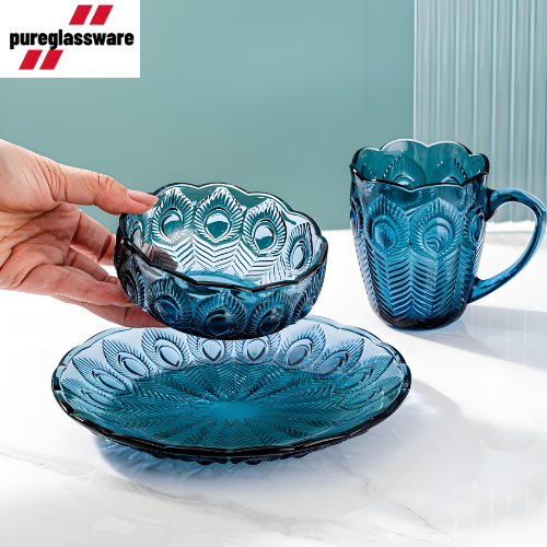 primary glass tableware dinner set 3 piece wholesale