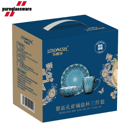 primary glass tableware dinner set 3 piece wholesale