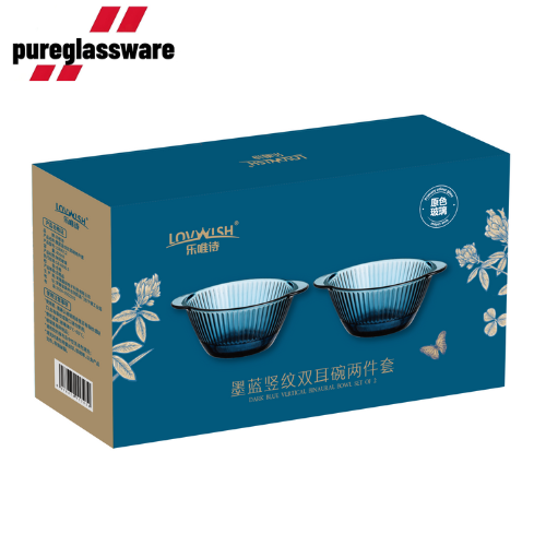 450ml glass bowl set of 2 for soup with handle wholesale