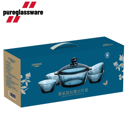 glass tableware set of 5 and large pot with bowl wholesale