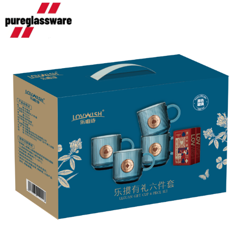 330ml  glass cups sets with poker card gift box wholesale
