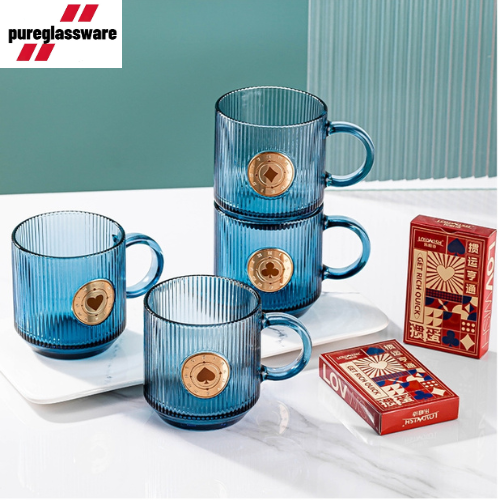 330ml  glass cups sets with poker card gift box wholesale