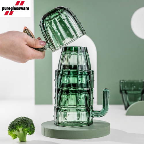 240ml glass coffee cup sets of Cactus shape for dinnerware wholesale