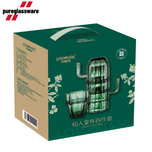 240ml glass coffee cup sets of Cactus shape for dinnerware wholesale