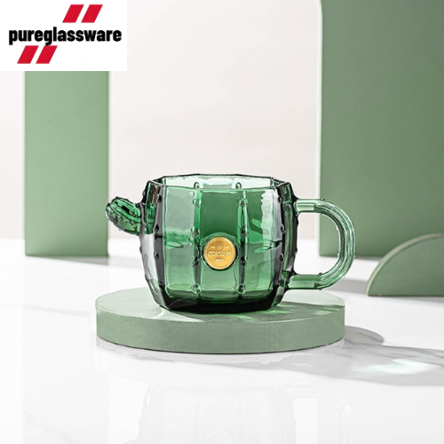 275ml green glass coffee cup with handle wholesale