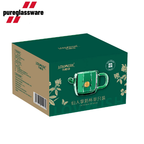 275ml green glass coffee cup with handle wholesale