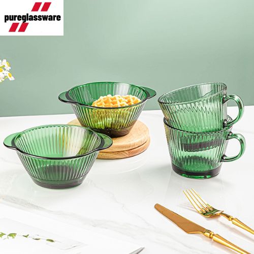glass tableware dinner set with bowl and cups  wholesale
