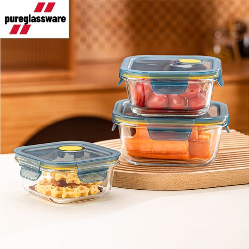 glass lunch box with lid and glass food storage set of 3 wholesale