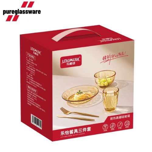 high borosilicate glass dinnerware set with bowl plate and cups wholesale