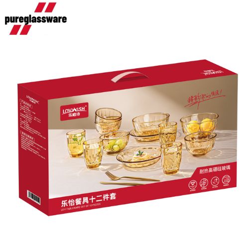 glass high borosilicate dinnerware sets of 12 piece whloesale