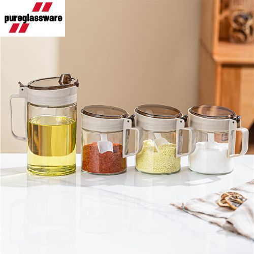580ml glass oil dispenser bottle with pp lids for kitchen cooking wholesale