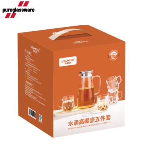 water jug borosilicate glass water jug with lid and sets of 5  wholesale