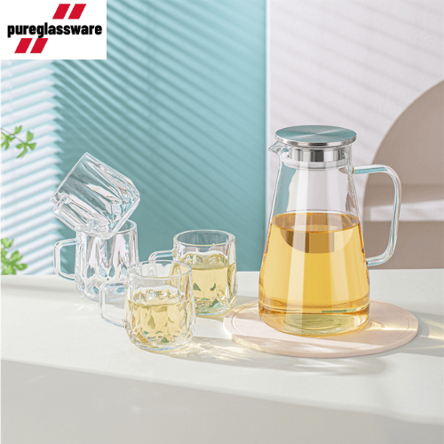 water jug borosilicate glass water jug with lid and sets of 5  wholesale