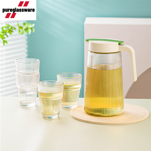 glass jug with lids leakproof carafe for cold beverage  wholesale