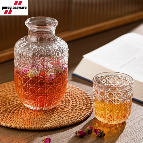 Bedside glass water carafe -pureglassware